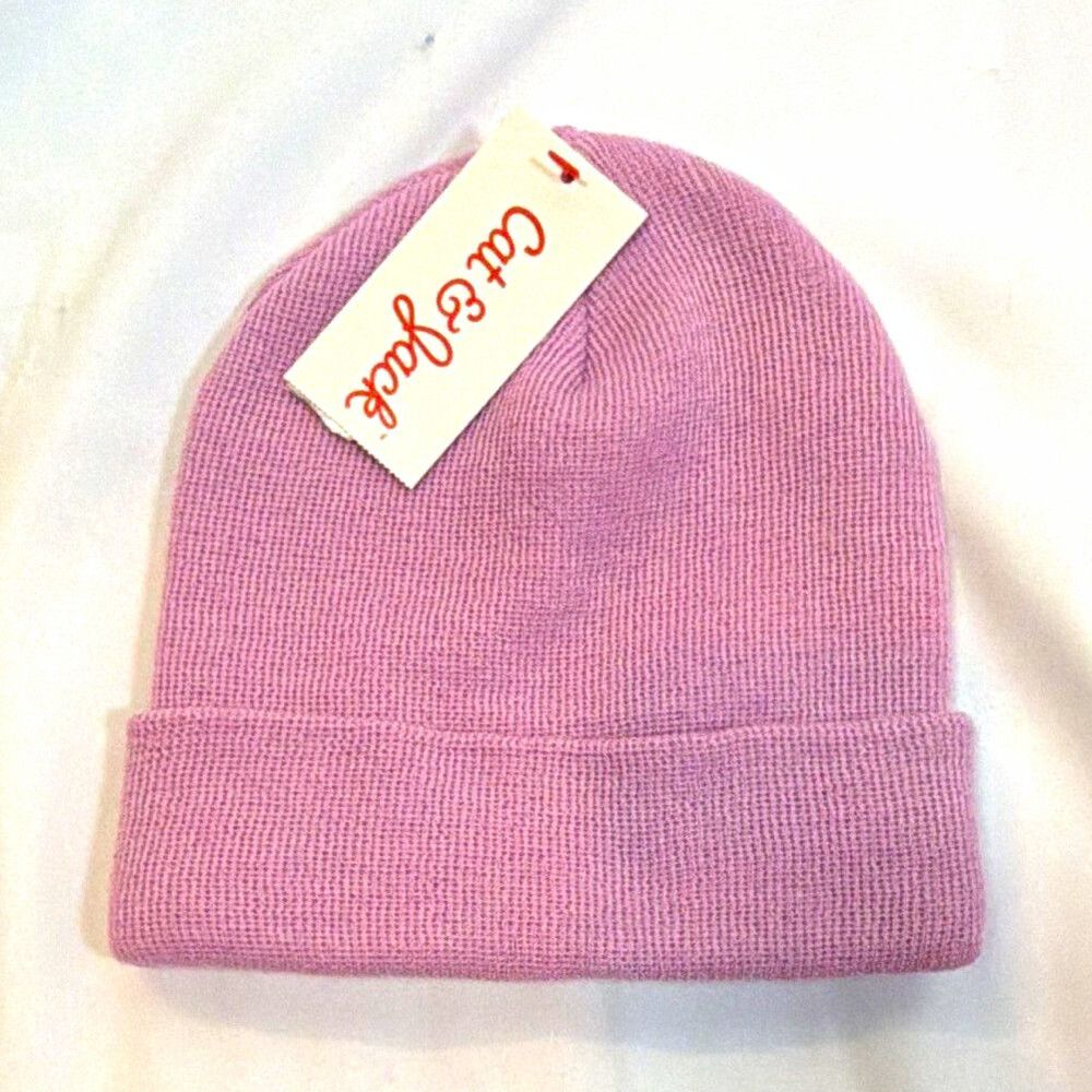 Cat & Jack Pink Knit Cuffed Beanie Hat Solid Kids Unisex (2) Hats In Total